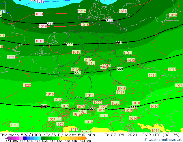 Thck 500-1000hPa Arpege-eu Sex 07.06.2024 12 UTC