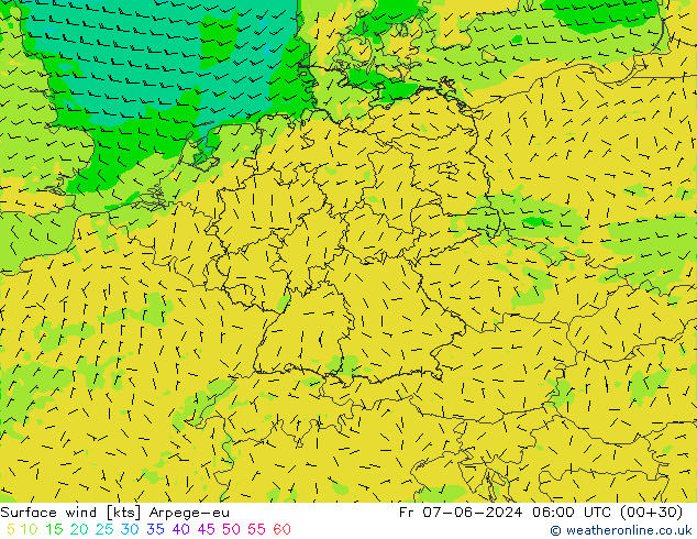 Bodenwind Arpege-eu Fr 07.06.2024 06 UTC