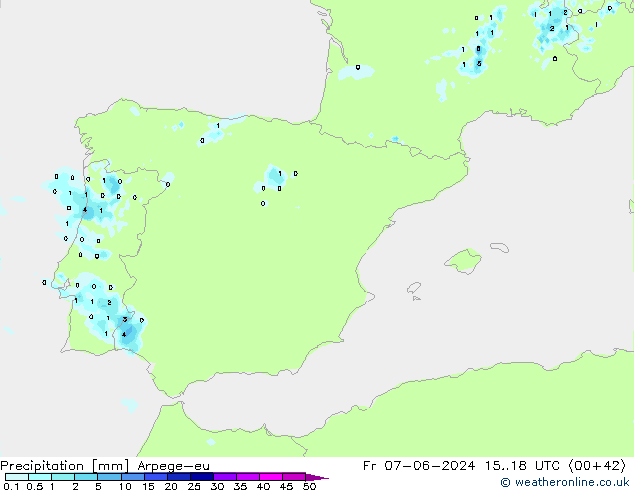 Neerslag Arpege-eu vr 07.06.2024 18 UTC