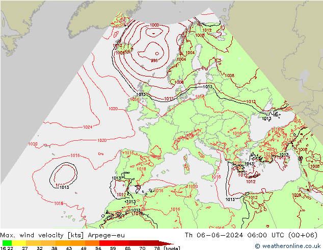 Windböen Arpege-eu Do 06.06.2024 06 UTC