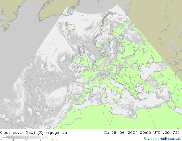 Bulutlar (düşük) Arpege-eu Paz 09.06.2024 00 UTC