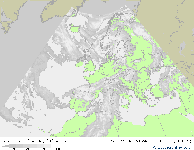 Bulutlar (orta) Arpege-eu Paz 09.06.2024 00 UTC