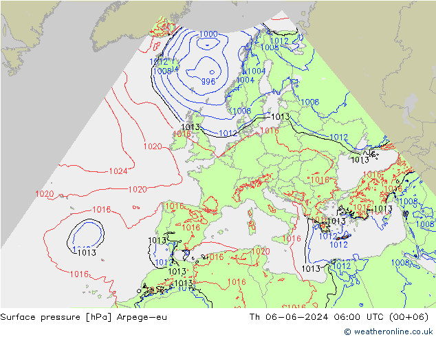 Bodendruck Arpege-eu Do 06.06.2024 06 UTC