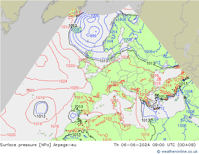 Luchtdruk (Grond) Arpege-eu do 06.06.2024 09 UTC