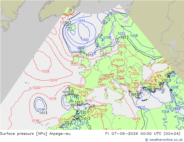 pression de l'air Arpege-eu ven 07.06.2024 00 UTC