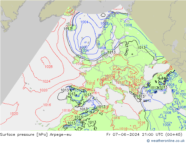 Bodendruck Arpege-eu Fr 07.06.2024 21 UTC