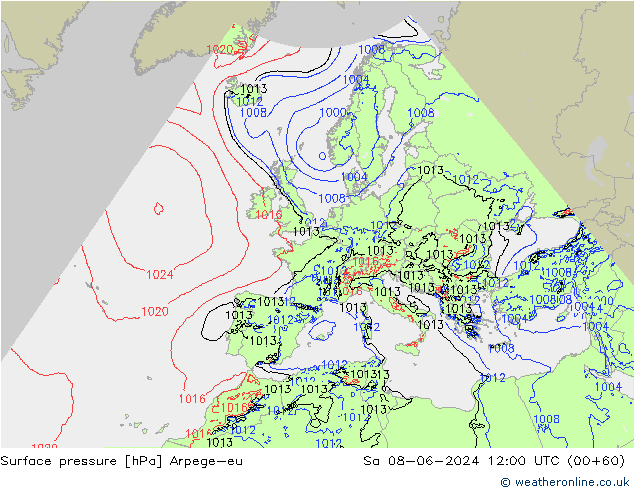 ciśnienie Arpege-eu so. 08.06.2024 12 UTC