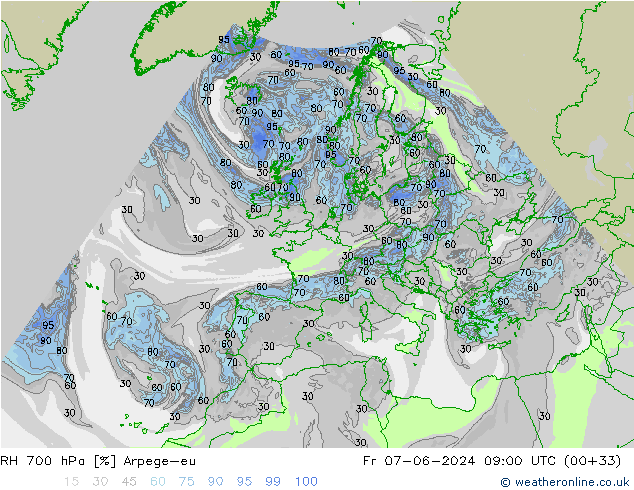 RV 700 hPa Arpege-eu vr 07.06.2024 09 UTC