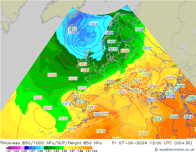 Thck 850-1000 hPa Arpege-eu Fr 07.06.2024 12 UTC