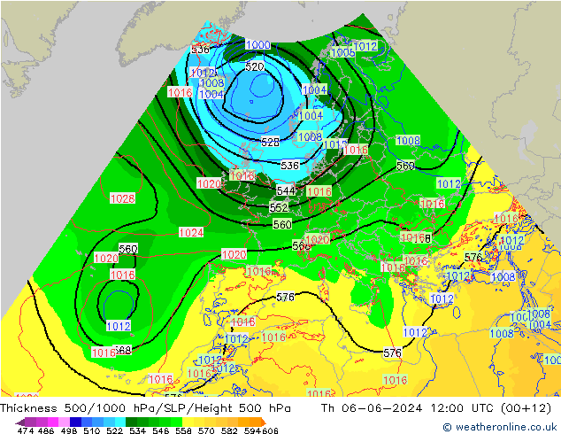 Thck 500-1000гПа Arpege-eu чт 06.06.2024 12 UTC