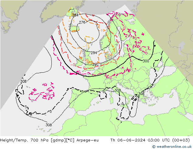 Height/Temp. 700 hPa Arpege-eu Do 06.06.2024 03 UTC