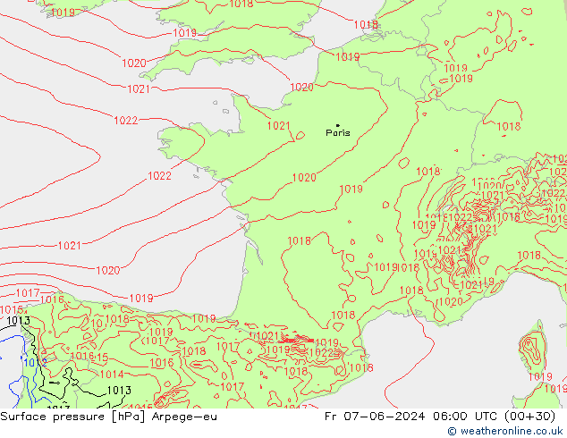 Surface pressure Arpege-eu Fr 07.06.2024 06 UTC