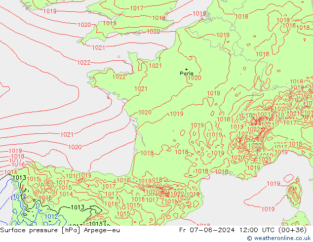 Yer basıncı Arpege-eu Cu 07.06.2024 12 UTC