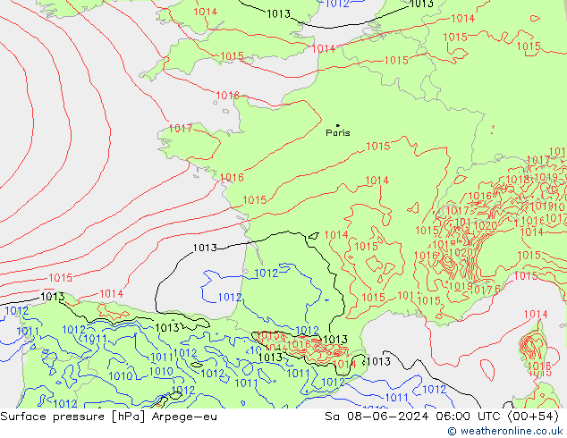 pressão do solo Arpege-eu Sáb 08.06.2024 06 UTC