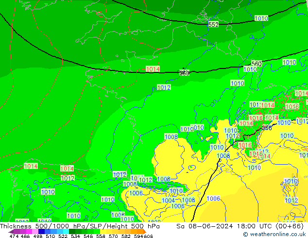 500-1000 hPa Kalınlığı Arpege-eu Cts 08.06.2024 18 UTC