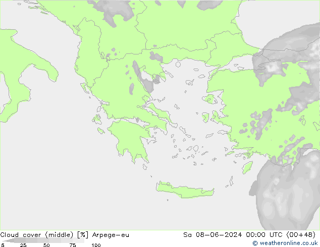 nuvens (médio) Arpege-eu Sáb 08.06.2024 00 UTC