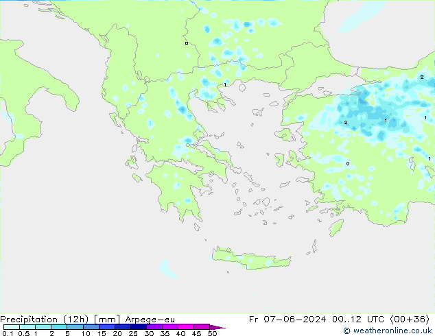 Precipitation (12h) Arpege-eu Fr 07.06.2024 12 UTC