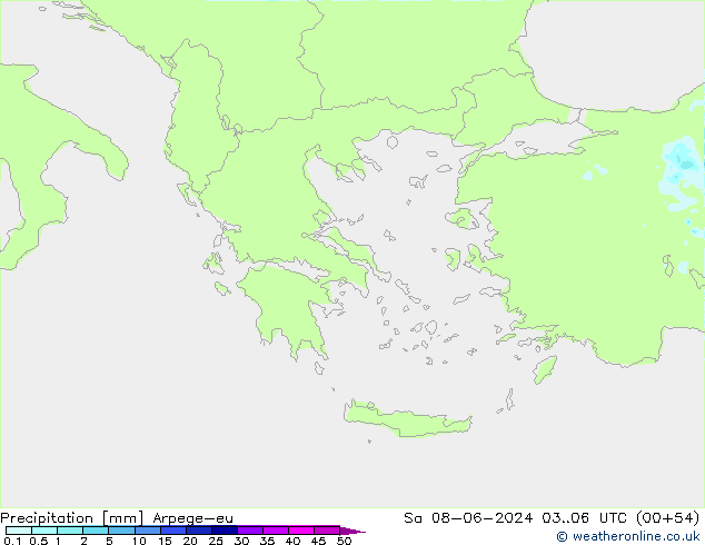 Srážky Arpege-eu So 08.06.2024 06 UTC