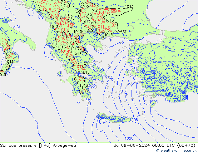 Surface pressure Arpege-eu Su 09.06.2024 00 UTC