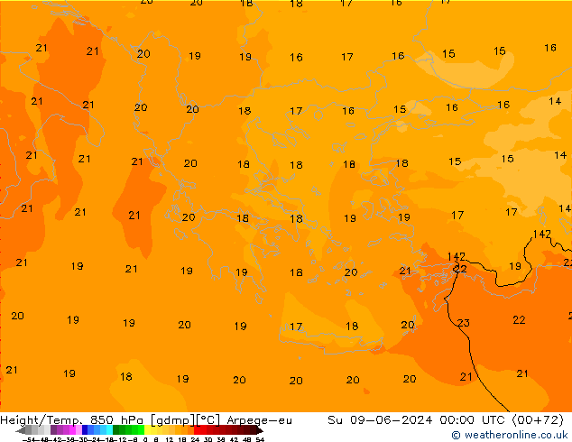 Height/Temp. 850 hPa Arpege-eu  09.06.2024 00 UTC