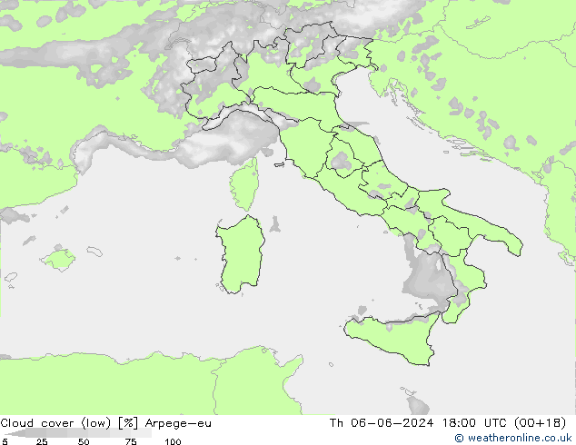 Bewolking (Laag) Arpege-eu do 06.06.2024 18 UTC