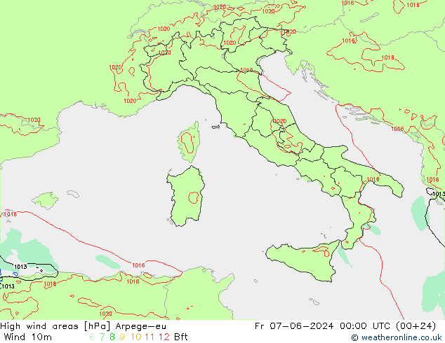 Windvelden Arpege-eu vr 07.06.2024 00 UTC