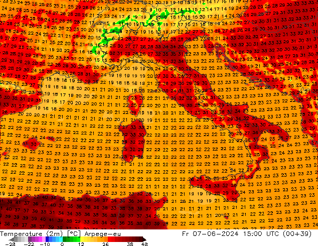 Temperature (2m) Arpege-eu Fr 07.06.2024 15 UTC