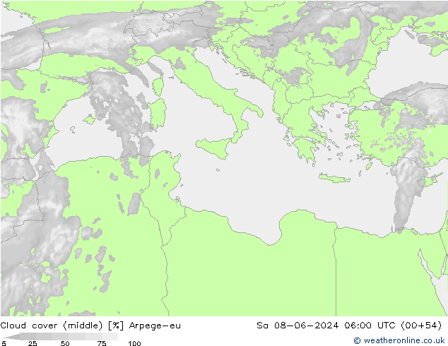 nuvens (médio) Arpege-eu Sáb 08.06.2024 06 UTC