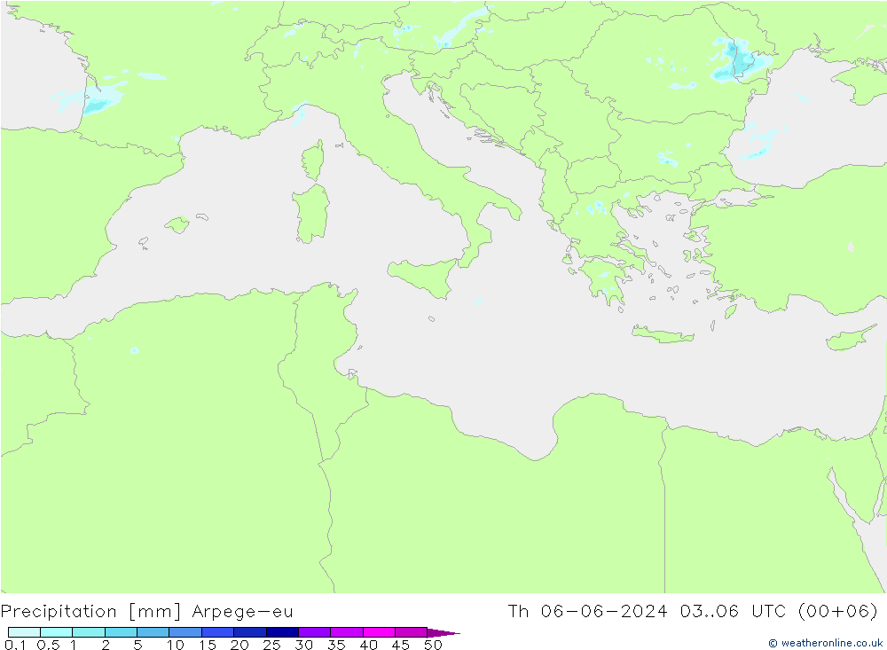 Precipitation Arpege-eu Th 06.06.2024 06 UTC