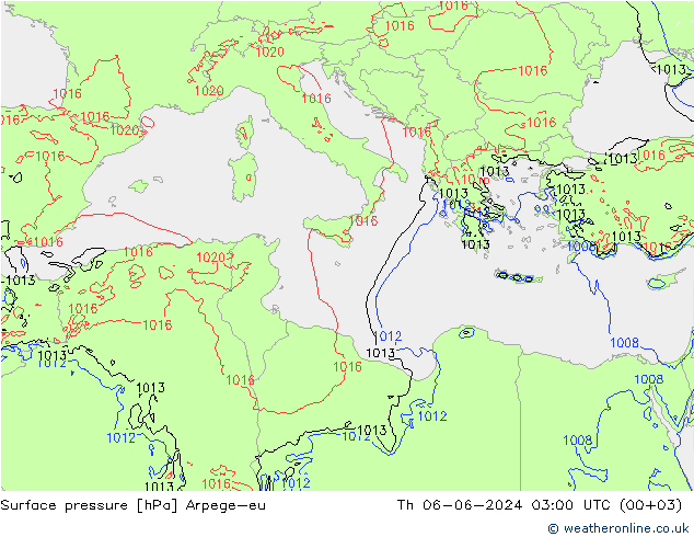 pressão do solo Arpege-eu Qui 06.06.2024 03 UTC