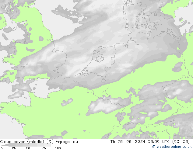 Bewolking (Middelb.) Arpege-eu do 06.06.2024 06 UTC