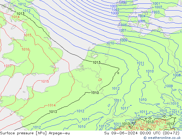 pression de l'air Arpege-eu dim 09.06.2024 00 UTC