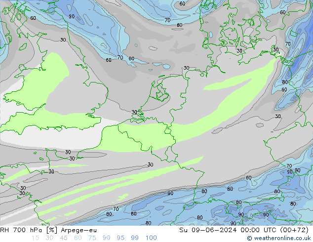 RV 700 hPa Arpege-eu zo 09.06.2024 00 UTC