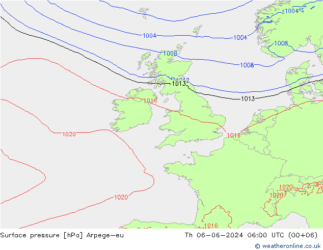 pressão do solo Arpege-eu Qui 06.06.2024 06 UTC