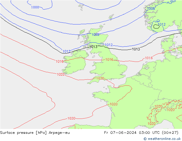 Surface pressure Arpege-eu Fr 07.06.2024 03 UTC