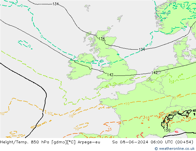 Yükseklik/Sıc. 850 hPa Arpege-eu Cts 08.06.2024 06 UTC