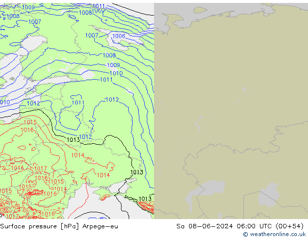 Yer basıncı Arpege-eu Cts 08.06.2024 06 UTC