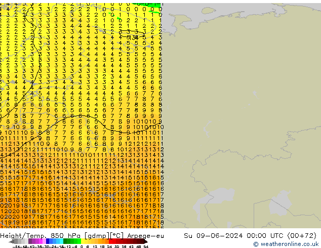 Height/Temp. 850 hPa Arpege-eu dom 09.06.2024 00 UTC