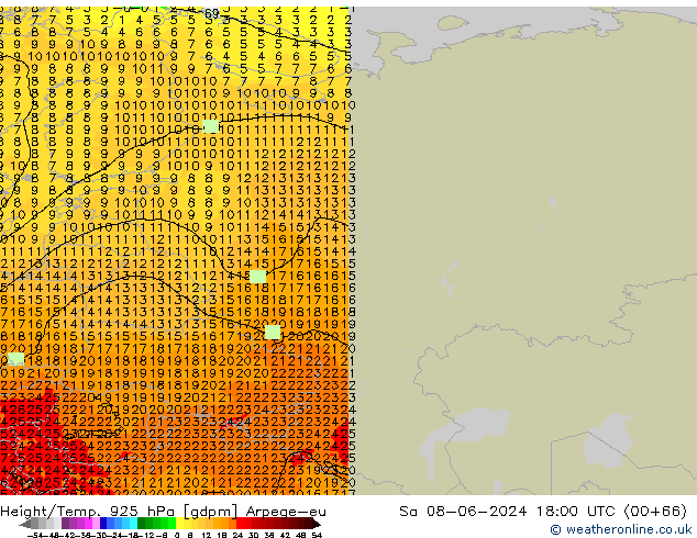 Height/Temp. 925 hPa Arpege-eu  08.06.2024 18 UTC