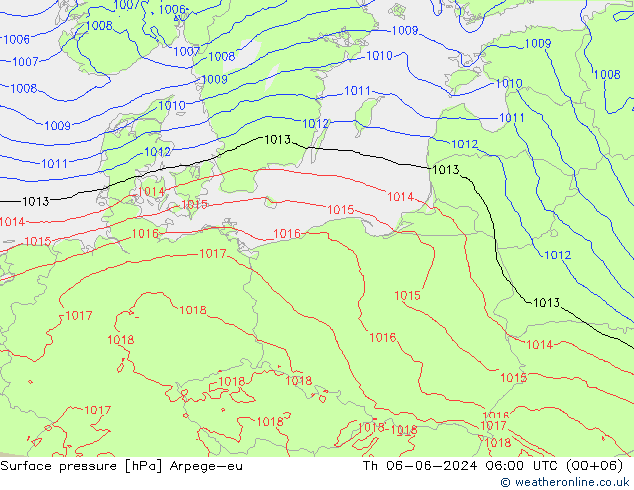 pressão do solo Arpege-eu Qui 06.06.2024 06 UTC