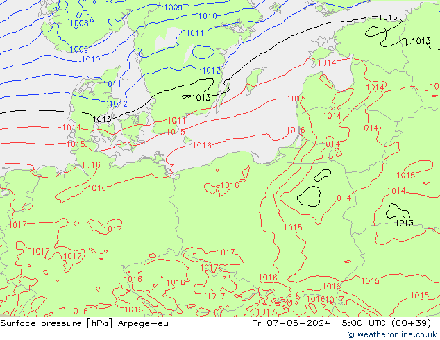 Surface pressure Arpege-eu Fr 07.06.2024 15 UTC