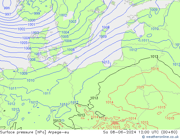 приземное давление Arpege-eu сб 08.06.2024 12 UTC