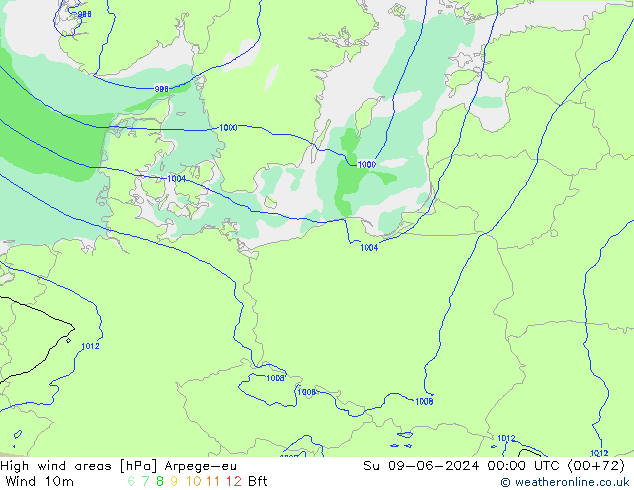 High wind areas Arpege-eu Dom 09.06.2024 00 UTC