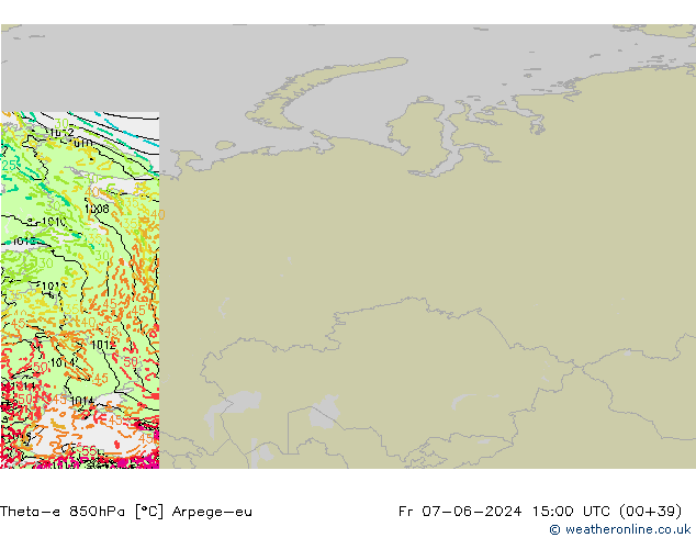Theta-e 850hPa Arpege-eu  07.06.2024 15 UTC