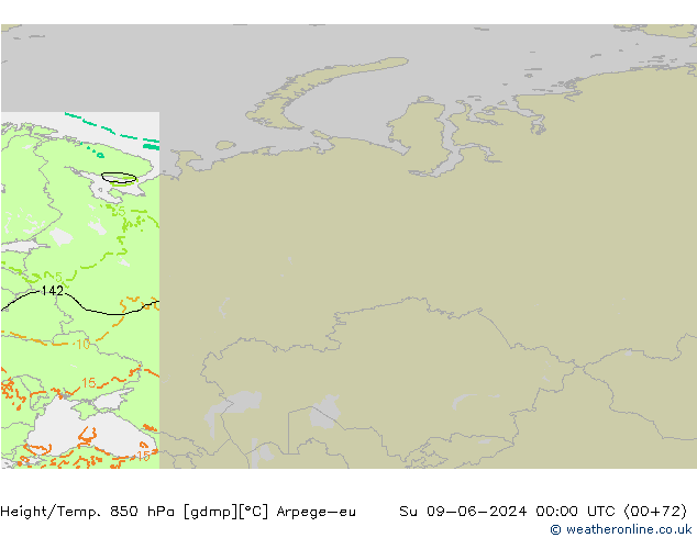 Height/Temp. 850 hPa Arpege-eu  09.06.2024 00 UTC