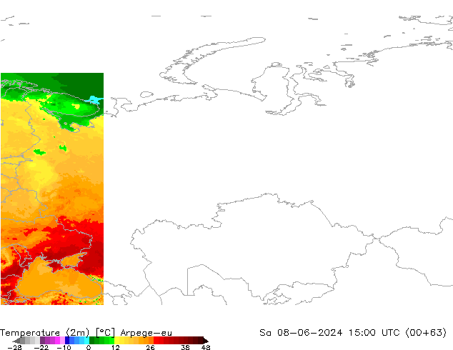 Temperature (2m) Arpege-eu Sa 08.06.2024 15 UTC