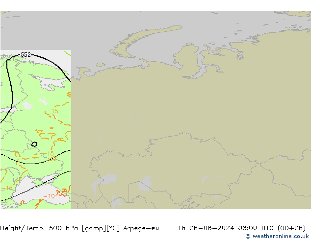 Height/Temp. 500 гПа Arpege-eu чт 06.06.2024 06 UTC