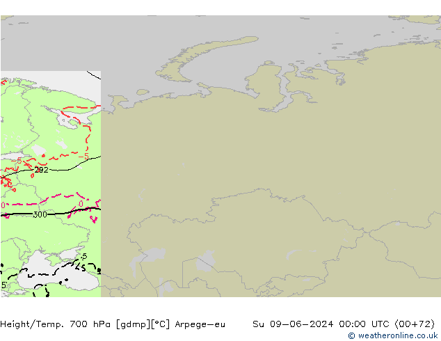 Height/Temp. 700 hPa Arpege-eu Dom 09.06.2024 00 UTC