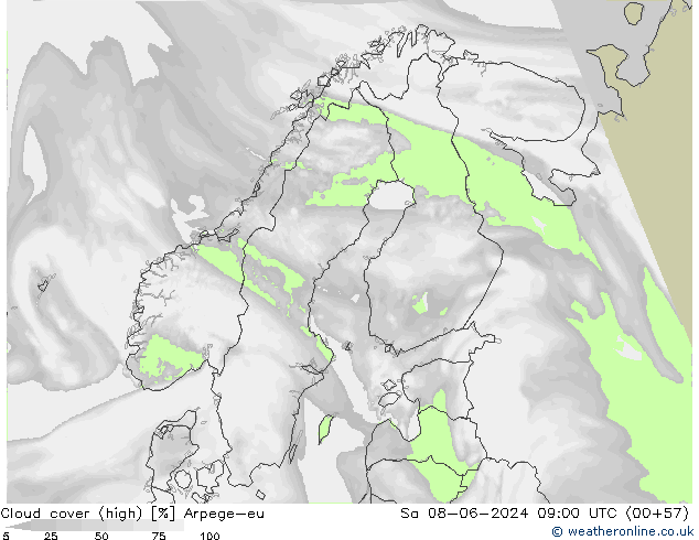 Nuages (élevé) Arpege-eu sam 08.06.2024 09 UTC