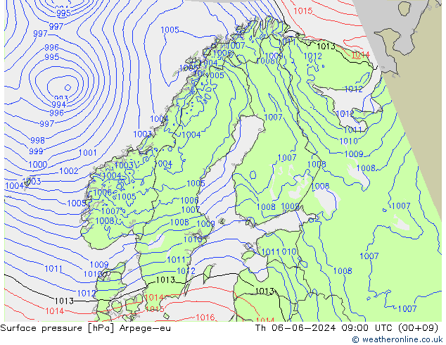 Luchtdruk (Grond) Arpege-eu do 06.06.2024 09 UTC